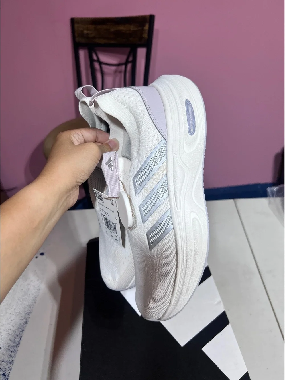 Adidas Cloudfoam Cushion Sock Wide White Athletic Shoes Size 9
